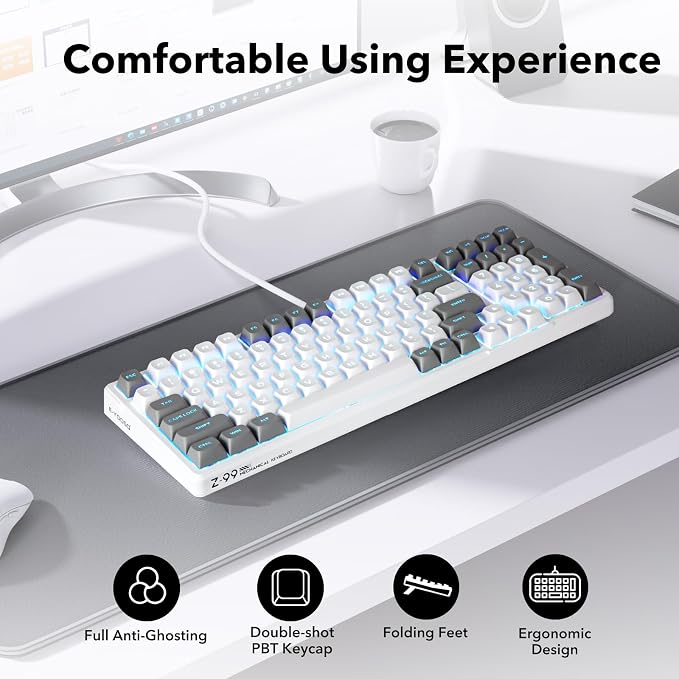 HUO JI Z-99 Wired Mechanical Keyboard, Creamy Sound, Hot Swappable Pre-lubed - Image 7