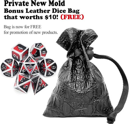 Haxtec DND Metal Dice Set D&D Red and Black Metal DND Dice Compatible - Image 2