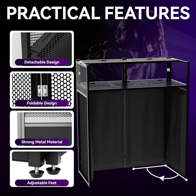 Portable DJ Booth Table, Foldable DJ Table Stand - Image 2