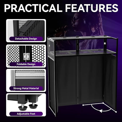 Portable DJ Booth Table, Foldable DJ Table Stand - Image 2