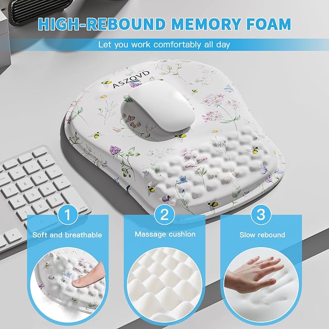 Mouse Pad with Wrist Rest, Ergonomic Mousepads with Wrist Support, Soft Lycra - Image 3