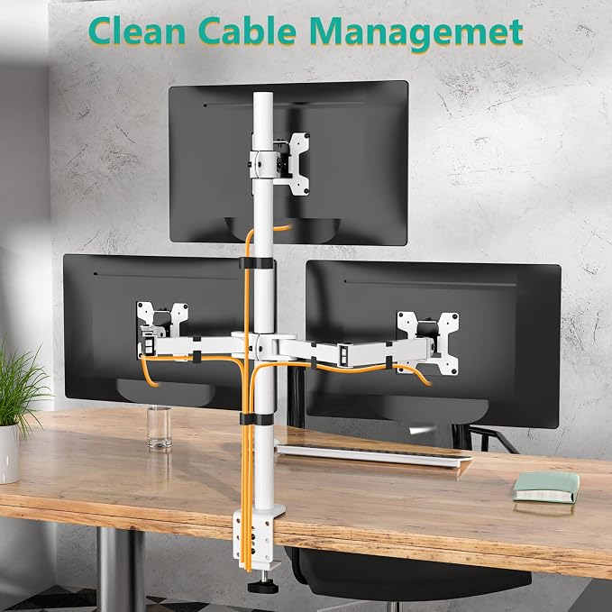 WALI Triple Monitor Stand, Fully Adjustable Three Monitor Desk Mount Fits 3 - Image 9
