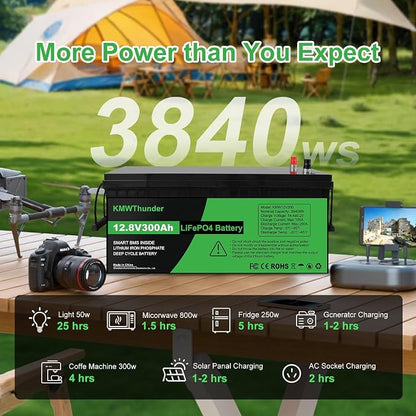 12V 300Ah LiFePO4 Lithium Battery, Built-in Smart BMS, Low-Temp Protection Up - Image 6