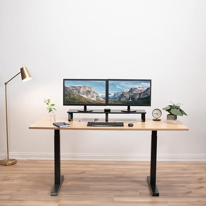 VIVO 39 inch Extra Long Monitor Stand, Wood & Steel Desktop Riser, Dual Screen - Image 7