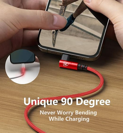 USB C to Lightning Cable 6FT, 90 Degree iPhone Charger Cables 3Pack Fast - Image 7