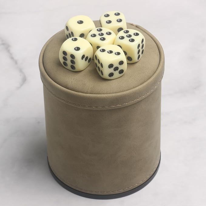 PU Leatherette Dice Cup with 6 Dot Dices - Image 6