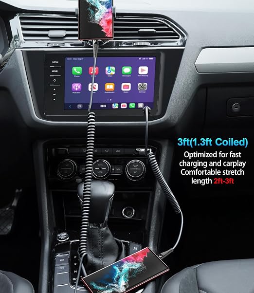 Coiled USB C to C Cable 100W 3FT - Image 4