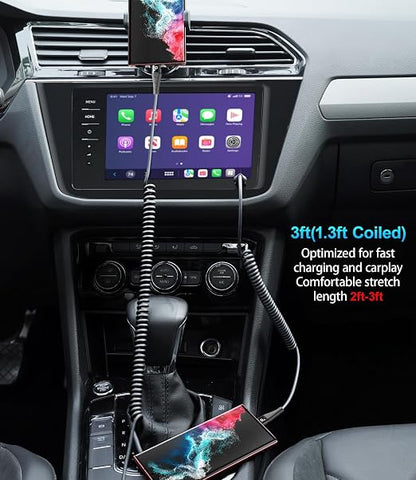 Coiled USB C to C Cable 100W 3FT - Image 4