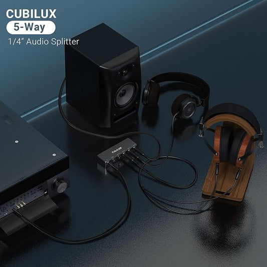 Cubilux Passive 6.35mm Headphones Splitter Box, 1/4” Stereo Multi Audio - Image 2