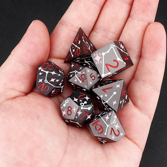 PJOY Metal Dice Set D&D Star Dice Set DND Polyhedral Dice - Image 7