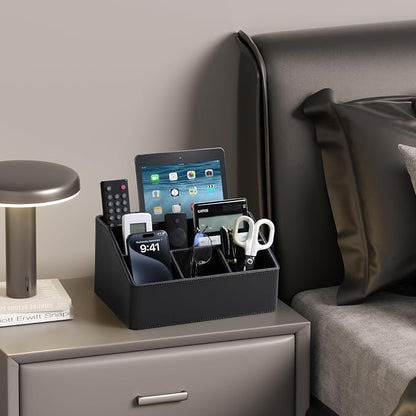 PU Leather Desk Organizer, Luxury Remote Control Holder - Image 6