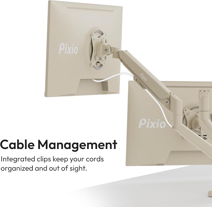 Pixio PS1D Wave Beige Dual Monitor Arm Stand Desk Mount - Image 5