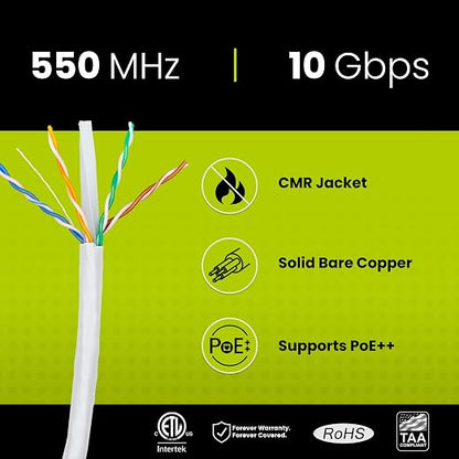 trueCABLE Cat6 Riser, 23AWG 4 Pair Solid Bare Copper, ETL Listed, Unshielded - Image 2