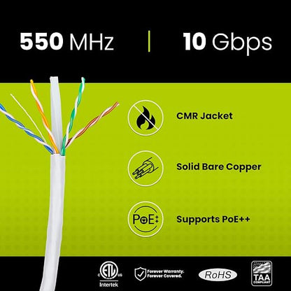 TRUE CABLE Cat6 Riser, 23AWG 4 Pair Solid Bare Copper, ETL Listed, Unshielded - Image 2