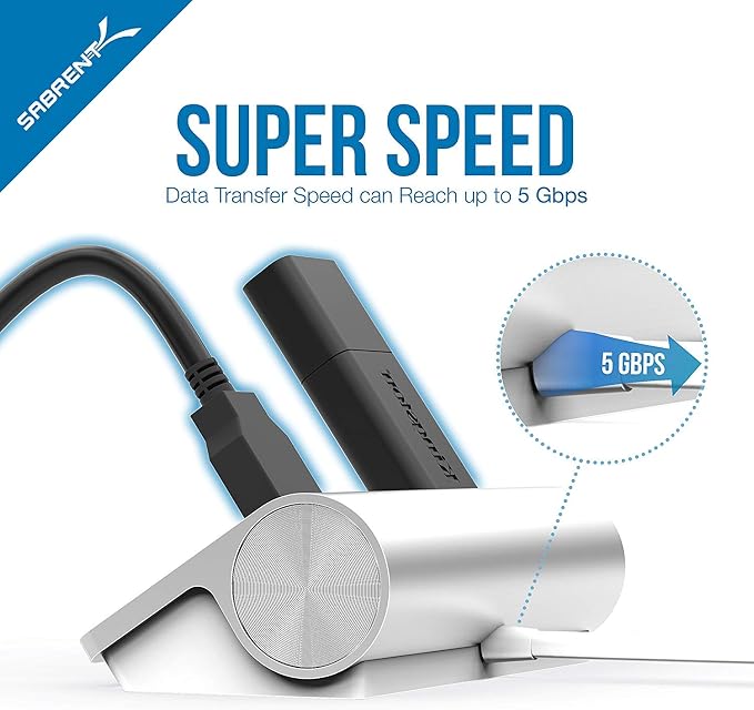 SABRENT Premium 3 Port Aluminum USB 3.0 Hub - Image 6