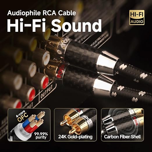 TODN HiFi RCA Audio Cables for Audiophile Shielded RCA Male to Male Cable for - Image 2