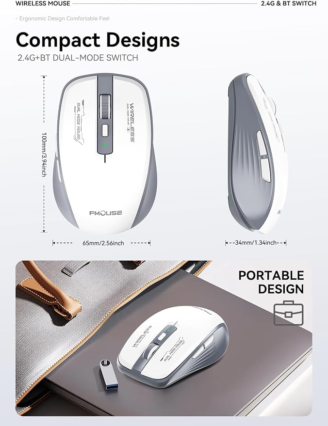 Wireless Mouse with Forward/Backward Side Keys, Silent Click, Ergonomic - Image 7