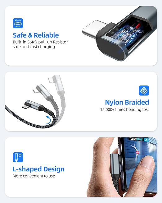 USB C 3.1 Gen 2 Cable, 0.5m USB A to C Nylon Braided 3A Fast Charge & Data - Image 6