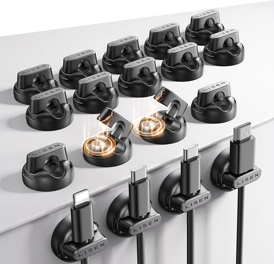 18-Pack Magnetic Cable Clips Cord Holder, LISEN Office Desk Organizers and by Lisen