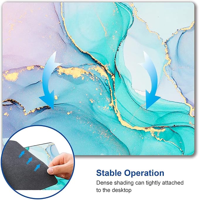 Mouse Pad, Cyan Blue Marble Mouse Pad, Washable Square Cloth Mousepad - Image 6