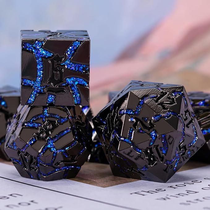 DND Crack Stripe Dice, Metallic Glitter Dice Set - Image 5