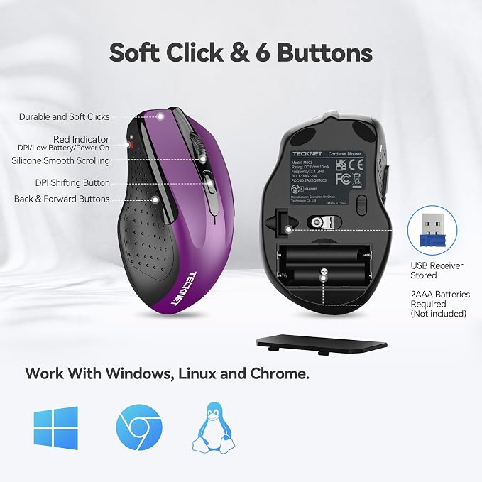 TECKNET Wireless Mouse for Laptop, Silent Mouse Quiet Click, Computer Mouse - Image 7