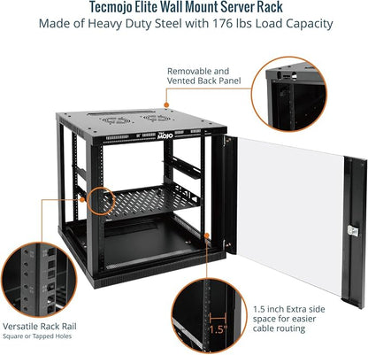 Tecmojo 12U Wall Mount Rack Cabinet, Heavy-Duty 176 Lbs High Load Capacity - Image 5