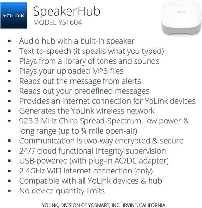 YoLink SpeakerHub & Three Water Leak Sensors Starter Kit – Plays Tones/Sounds - Image 3