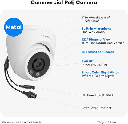 ONWOTE 16 Channel NVR PoE Security Camera System Wired, 12MP 4K 16CH Commercial - Image 4