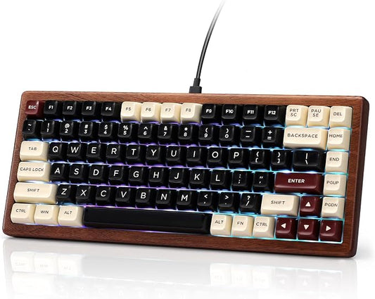 WK84 USB-C Wired Wooden Mechanical Keyboard, 75% Layout 84 Keys, RGB Backlit by Unknown