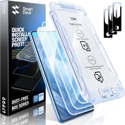 SMARTDEVIL [3+3 Pack for Google Pixel 8A Screen Protector by SmartDevil
