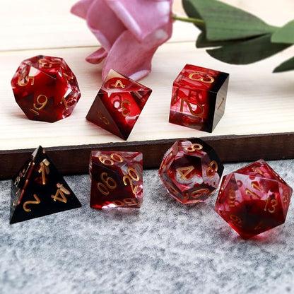 Haxtec Sharp Edge DND Dice Set Red Blood Swirls Resin Dice D&D Dice - Image 6