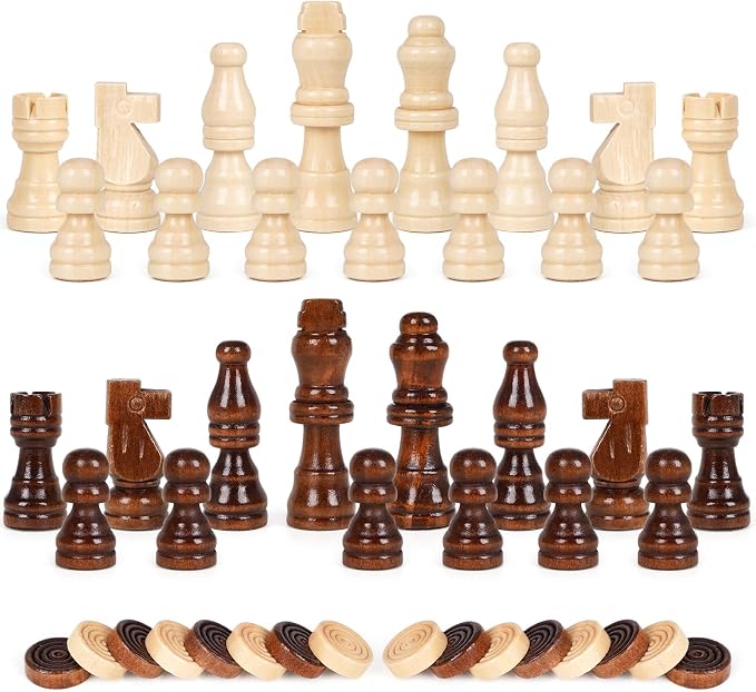 3-in-1 Wooden Chess, Backgammon Set and Checkers Set- 12 Inch Portable Board - Image 7
