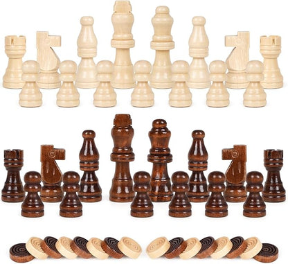 3-in-1 Wooden Chess, Backgammon Set and Checkers Set- 12 Inch Portable Board - Image 7