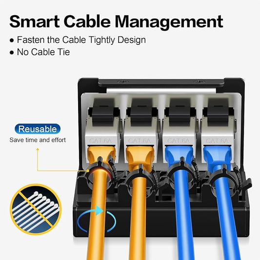 Patch Panel 4 Port with 4pcs Cat6A Keystone Jack【EC Listed】 STP No Rust and - Image 2