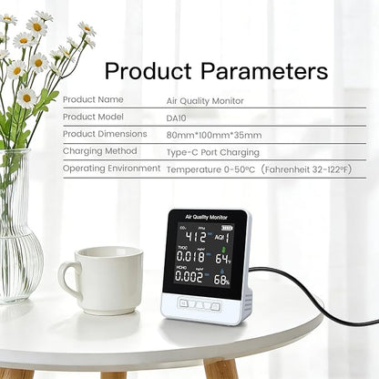 6-in-1 Air Quality Monitor, Smart Indoor CO2 Detector & HCHO TVOC AQI Tester - Image 9