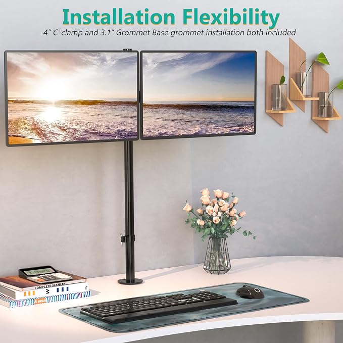 WALI Extra Tall Dual LCD Monitor Fully Adjustable Desk Mount Fits 2 Screens up - Image 5