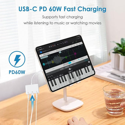 USB C to 3.5mm Audio Adapter, 3-in-1 Aux to USB C Headphone Splitter - Image 6