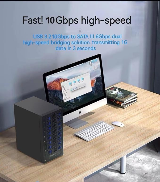 8 Bay Tool Less Tray Hot Swapable 2.5" and 3.5" SATA Hard Drive External USB-C - Image 10