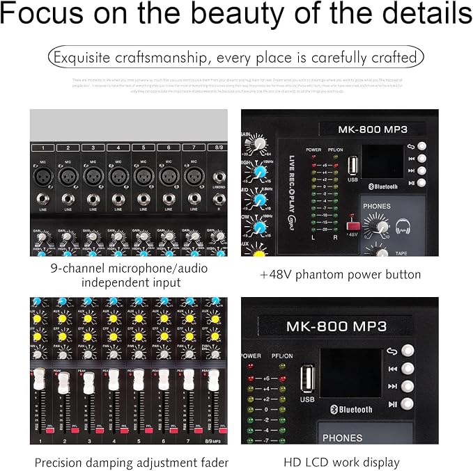 G-MARK MK800MP3 Professional Audio Mixer Sound Board 8 Channels Mixing Console - Image 5