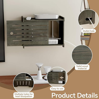 Wooden WiFi Router Storage Box Hider Shelf, Decorative Projector Box Hider Rack - Image 3