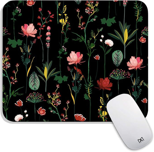 Square Mouse Pad Blooming Botanical Flowers, Personalized Premium-Textured by Armanza