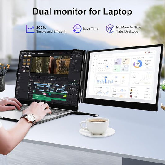 Laptop Screen Extender, Ultra-Thin 0.17" & 1.3lbs Lightweight, Plug & Play Dual - Image 2