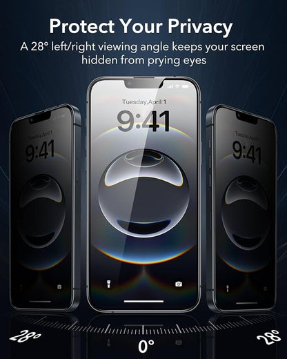 ESR 3 Pack 9H+ Glass for iPhone 16e/ iPhone 14/ iPhone 13/13 Pro Privacy Screen - Image 3