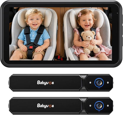 Babyvue Wireless Dual Car Camera Baby Monitor Fast Setup, HD1080P Spilt-Dispaly by BabyVue