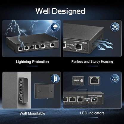 6 Port 10G Switch, 4 x 2.5G RJ-45 Base-T Ports, 2 x 10G RJ-45 Ports, Web - Image 5