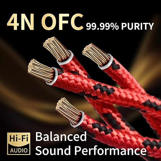 12 AWG Audiophile HiFi Speaker Audio Cable–4N OFC Core, 24K Gold-Plated Banana - Image 2