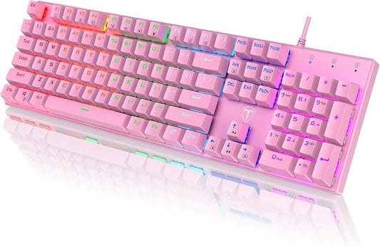 RisoPhy Mechanical Gaming Keyboard, RGB 104-Key Ultra-Slim Backlit USB Wired by RisoPhy