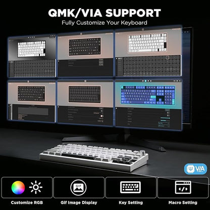 YUNZII AL80 Wireless Mechanical Keyboard, Full Aluminum CNC, Smart LCD Display - Image 3