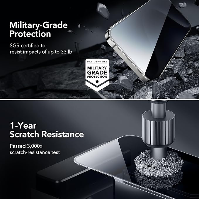 ESR 3+1 Pack for iPhone 15 Pro Privacy Screen Protector Set, Anti-spy - Image 5